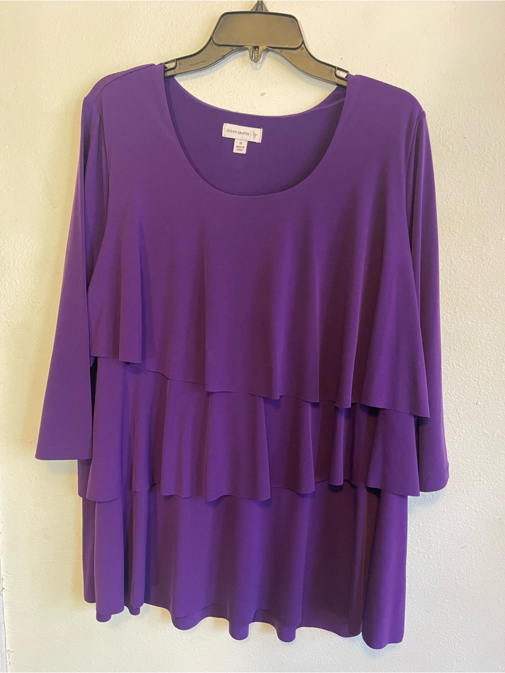 Susan Graver Purple Layered Scoop-Neck Tunic